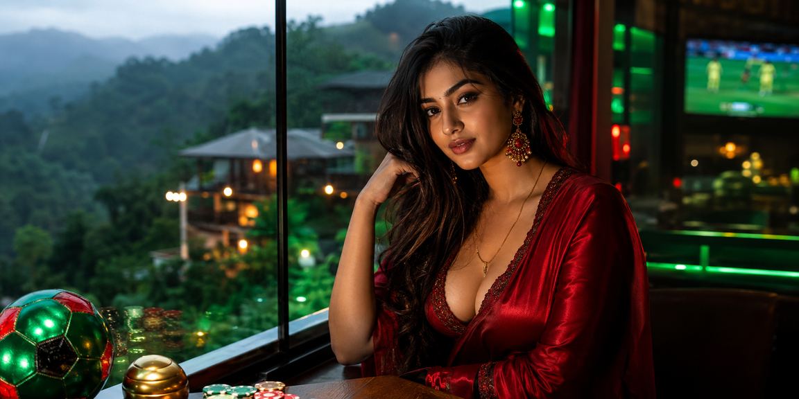 বান্দরবানে লাল-সবুজ পরিবেশে বেটিং করছেন একজন