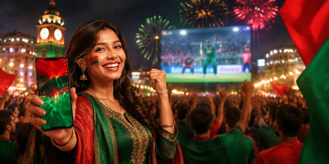 রংপুরে লাল-সবুজ পতাকার সামনে ক্রিকেট বেটিং করছেন একজন