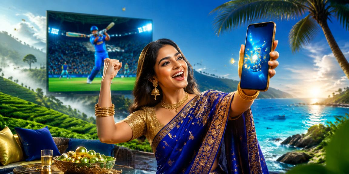 সেন্ট মার্টিনে শাড়ি পরিহিত একজন ক্রিকেট বেটিং উপভোগ করছেন